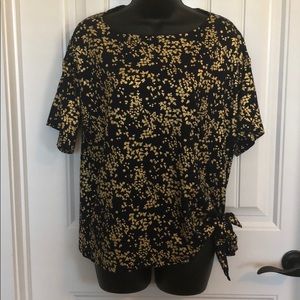Michael Kors navy blue blouse w/gold specs